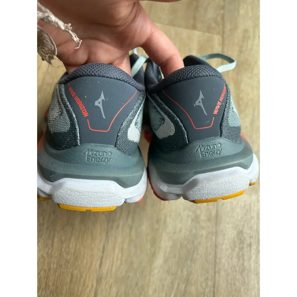 Mizuno Wave Horizon 7 Running Shoes Lead Nickel Gray Orange Stability Sneaker